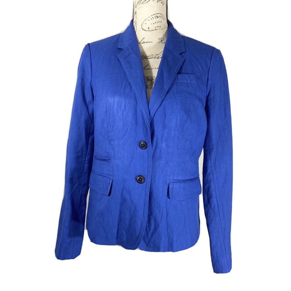 J. Crew Schoolboy Blazer 8 Med Blue Jacket 2 Button Pocket Lined Business Career